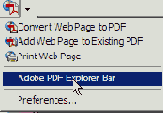 Открытие панели Adobe PDF